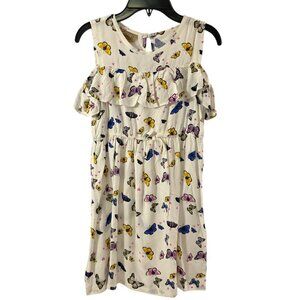 Roebuck & Co Butterfly Print Cold Shoulder Girls Dress – Size LG or XL NWT